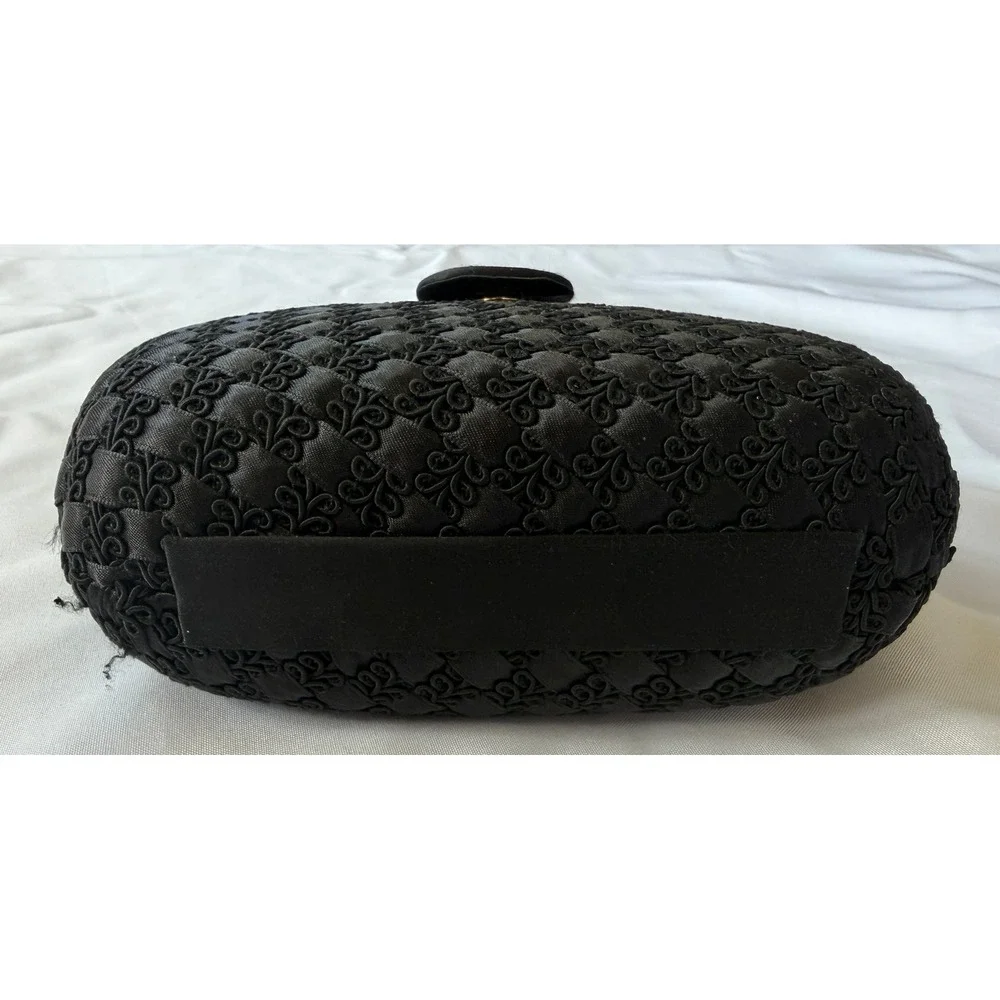 Carla‎ Marchi Black Satin Soutache Embroidered Evening Clutch Shoulder Bag